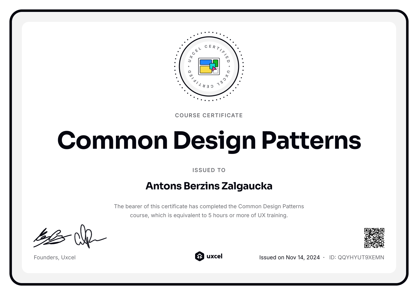 Antons Berzins Zalgaucka's certificate